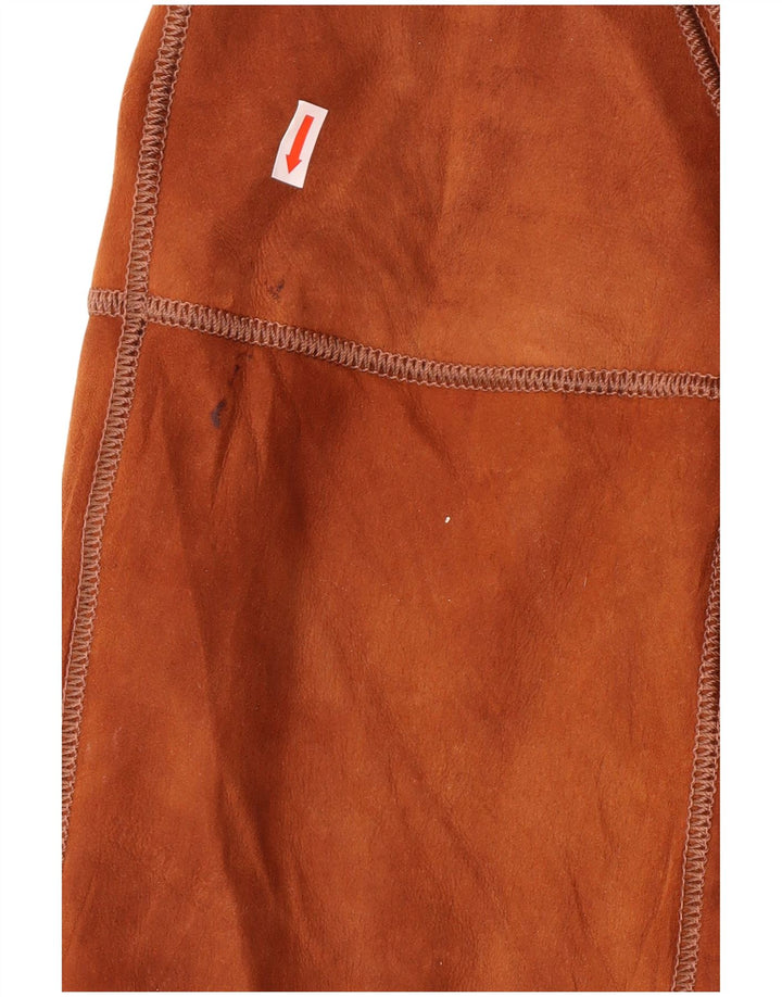 VINTAGE Manteau en peau de mouton pour femme IT 44 Cuir marron moyen