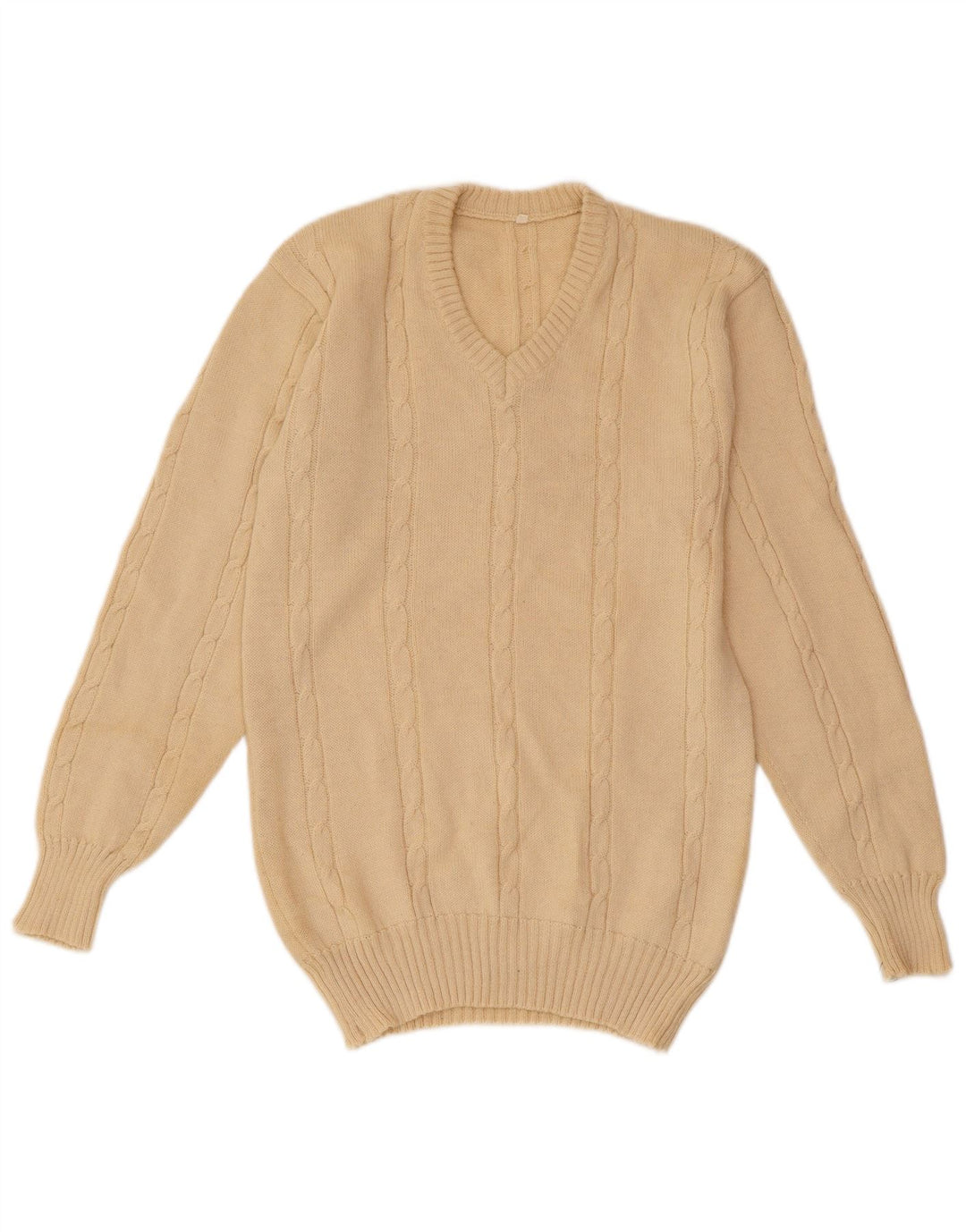 vintage Homme Col V Pull Pull XS Beige