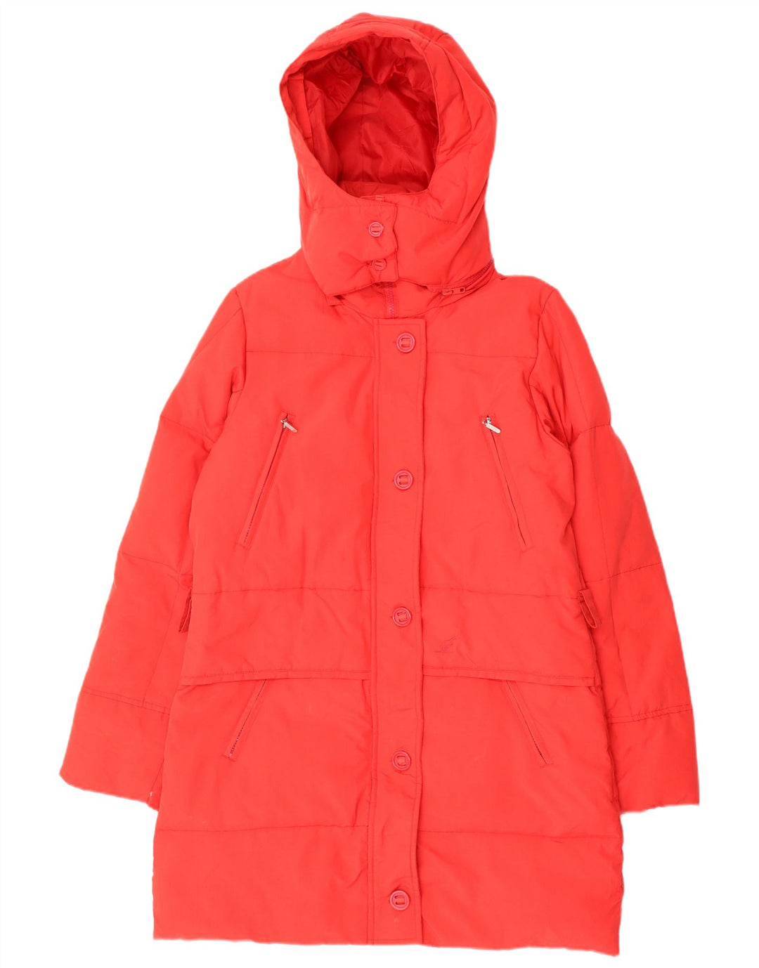 AUSTRALIAN L'ALPINA Manteau rembourré à capuche pour femme UK 16 Large Rouge Polyester