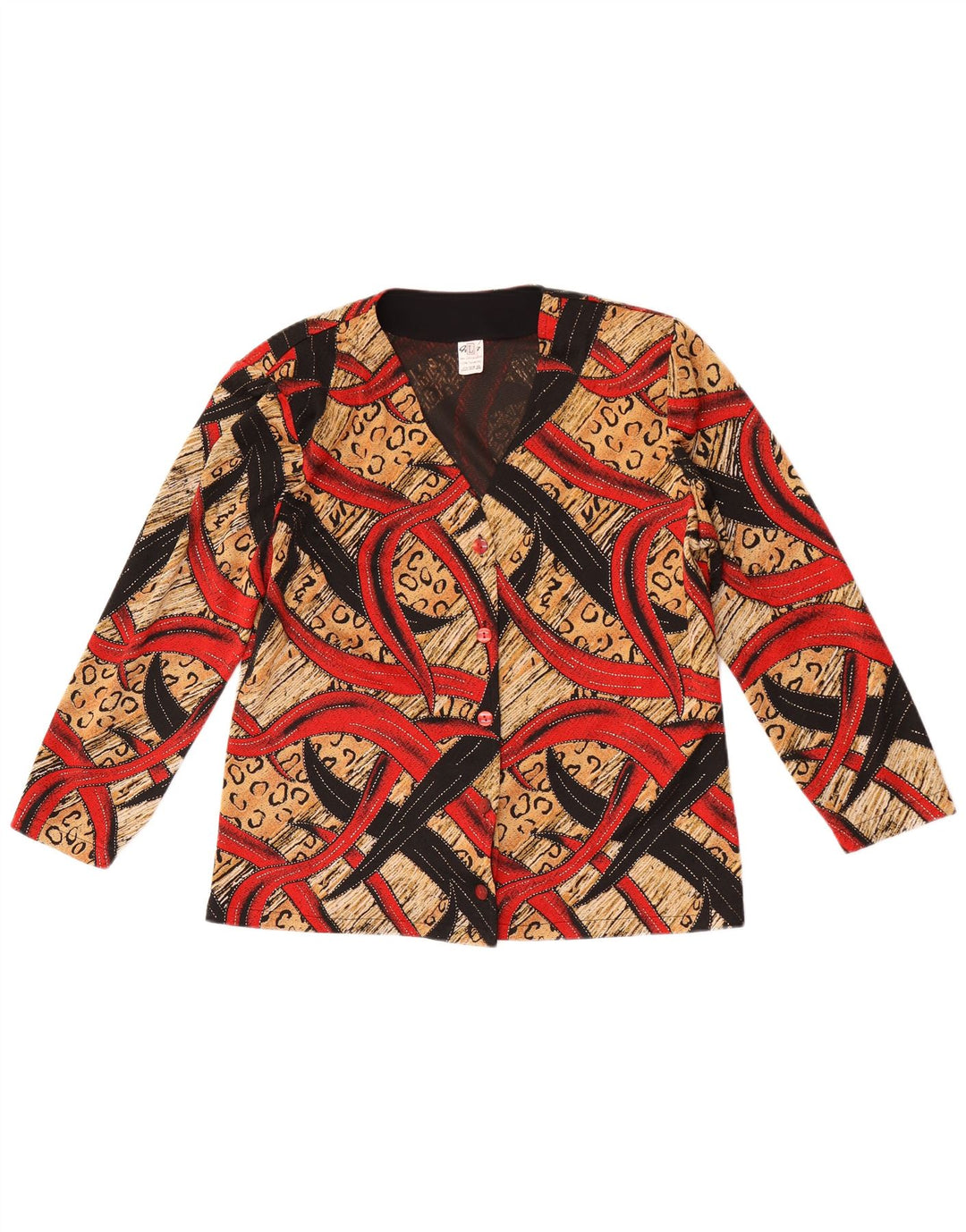 vintage Womens Abstract Pattern Shirt Blouse UK 14 Grand Multicolore
