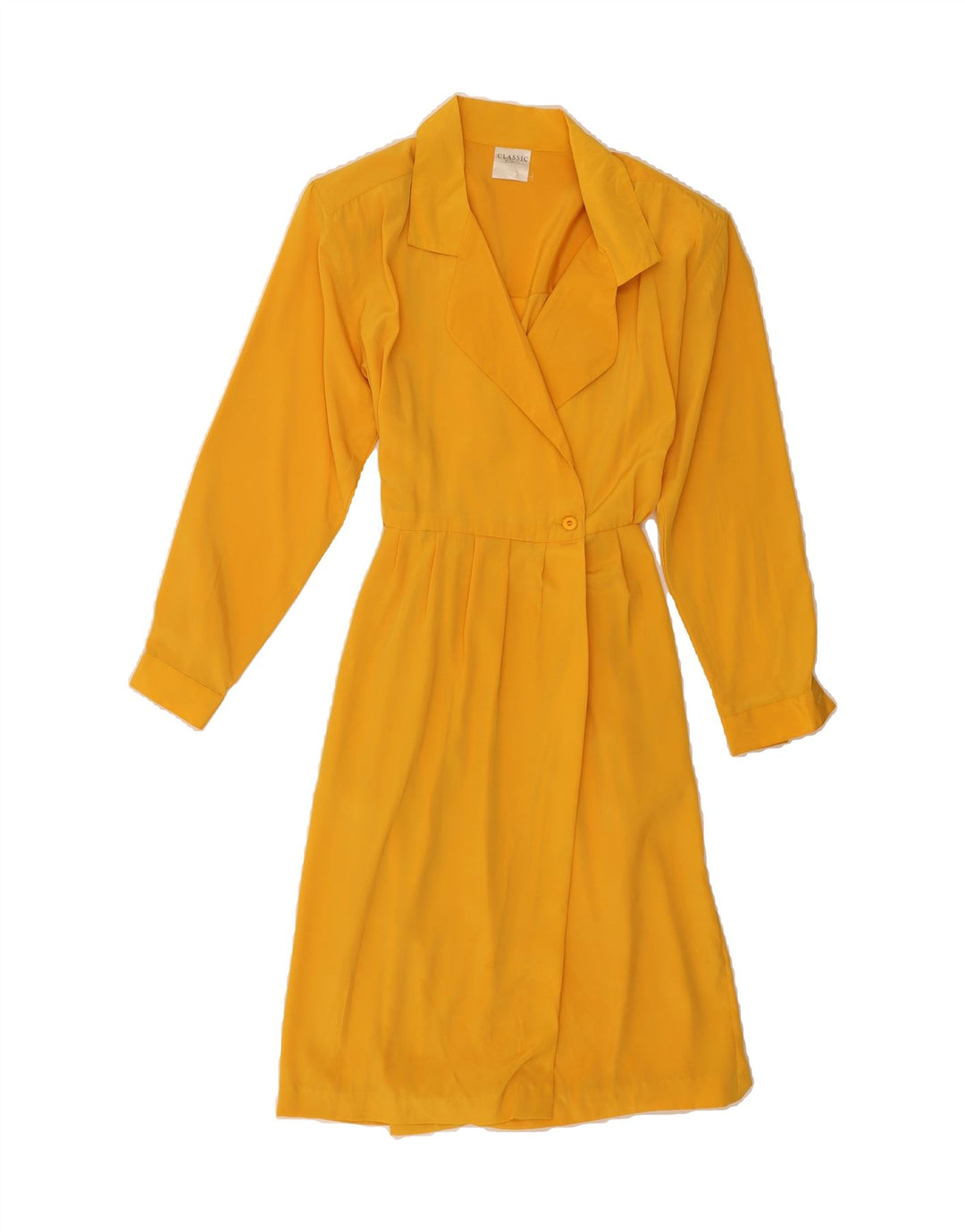 CLASSIC Womens Long Sleeve Shirt Dress US 12 Large Yellow Polyester Vintage CLASSIC and Second-Hand CLASSIC from Messina Hembry 