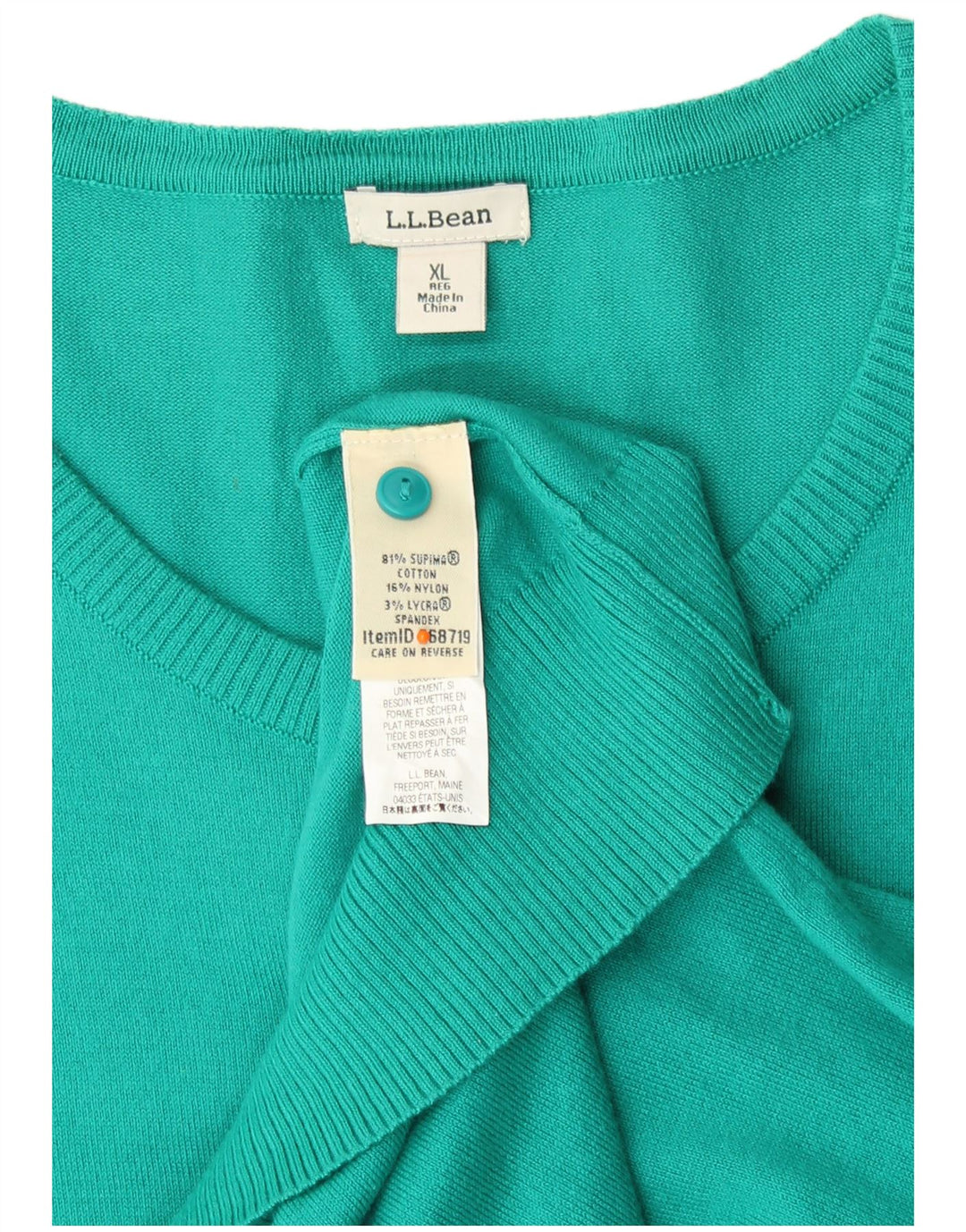 L.L.BEAN Pull Cardigan Femme UK 18 XL Coton Turquoise