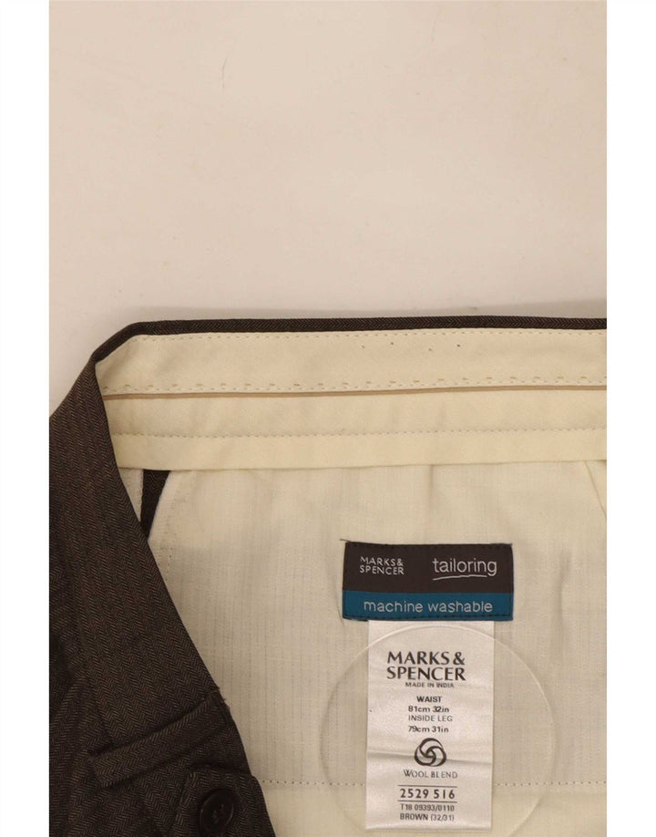 Marks & Spencer Pantalon de costume pour homme W32 L31 Marron Polyester