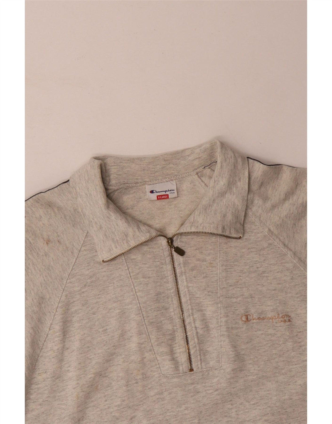 CHAMPION Sweat-shirt graphique à col zippé pour homme XL Gris Colorblock