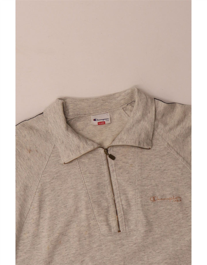 CHAMPION Sweat-shirt graphique à col zippé pour homme XL Gris Colorblock