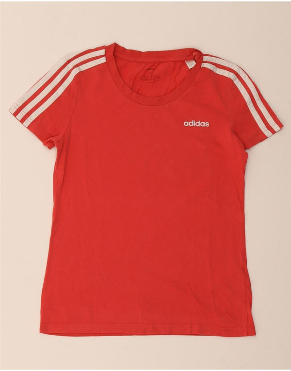 Adidas T-Shirt Femme Top UK 8/10 Petit Rouge Coton