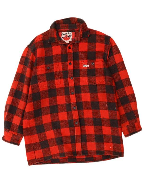 Chemise en flanelle de bûcheron CANADIAN pour hommes, grand coton à carreaux rouges