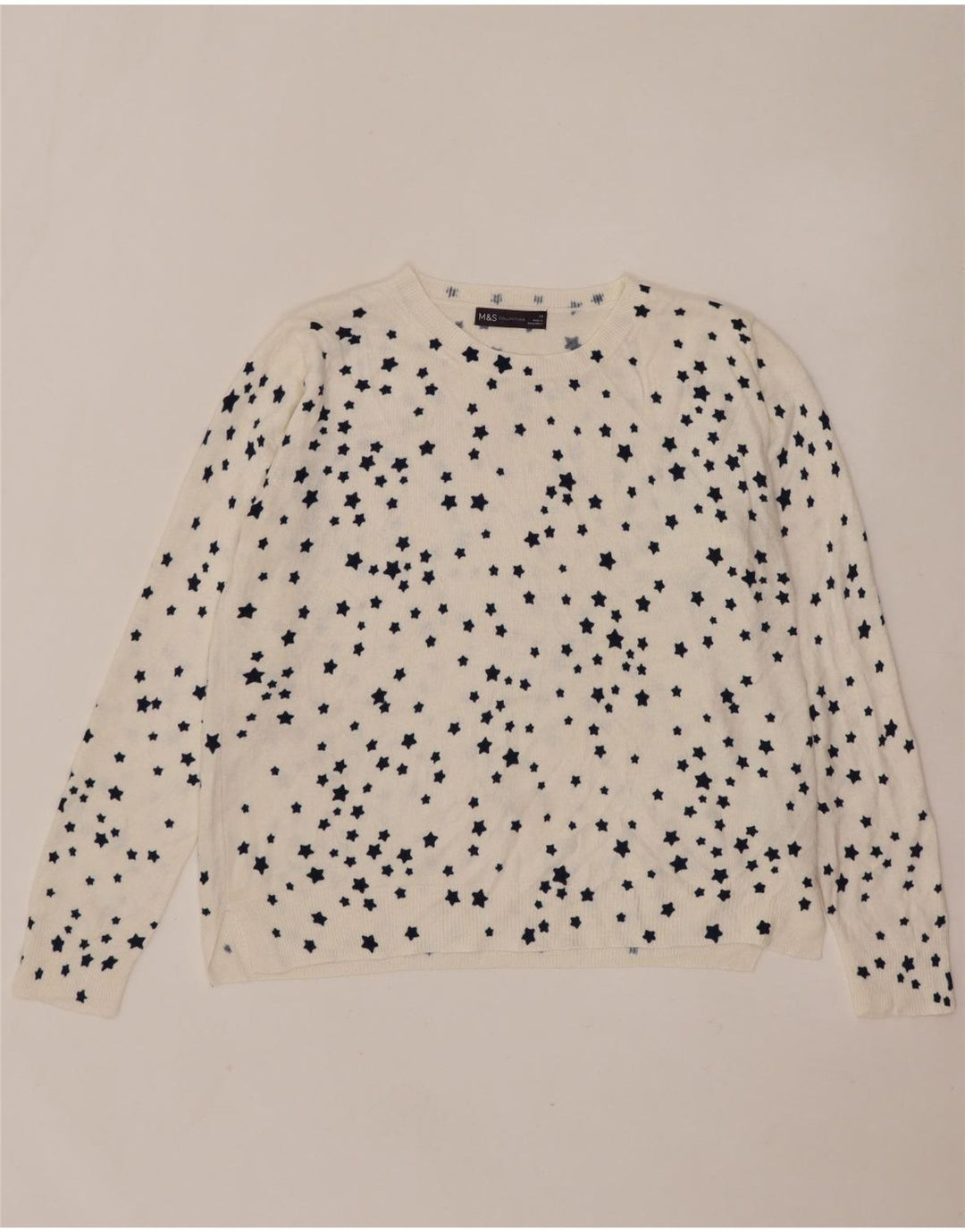 Marks & Spencer Pull col bateau pour femme UK 14 Large Blanc