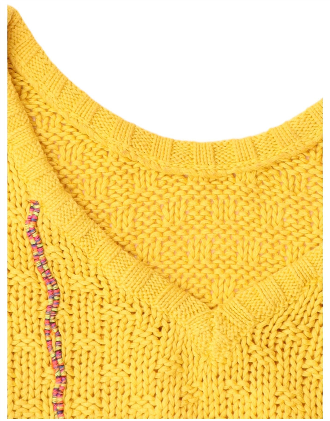 VINTAGE Femmes Motif Abstrait Crop Vest Débardeur UK 12 Jaune Moyen