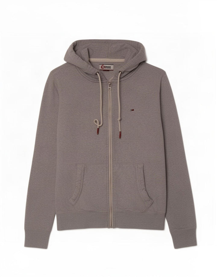 Tommy Hilfiger Pull à Capuche Zippé Homme Gris Moyen
