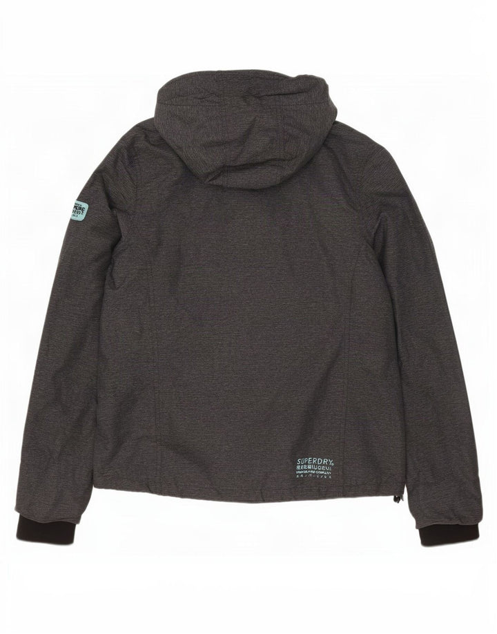 Superdry Veste de pluie à capuche pour femme UK 16 Large Gris Nylon