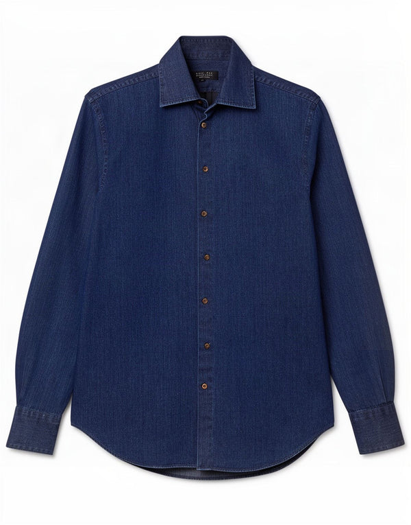 Zara Chemise Homme EU 38 Petit Coton Bleu Marine À Fines Rayures