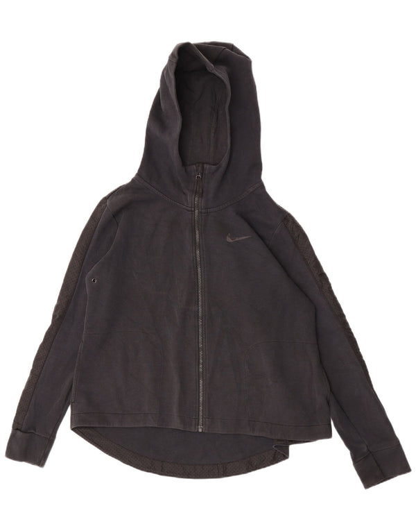 Nike Pull à capuche zippé pour femme UK 14 Coton noir moyen