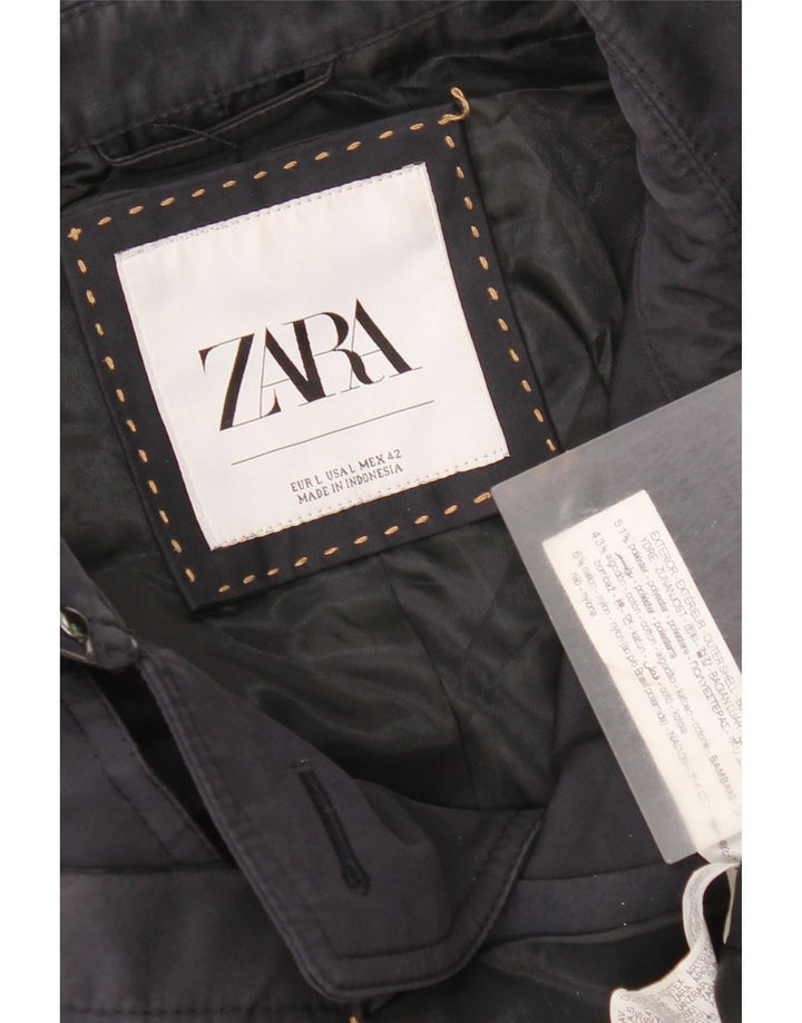 Zara Trench Homme UK 40 Large Bleu Marine Polyester