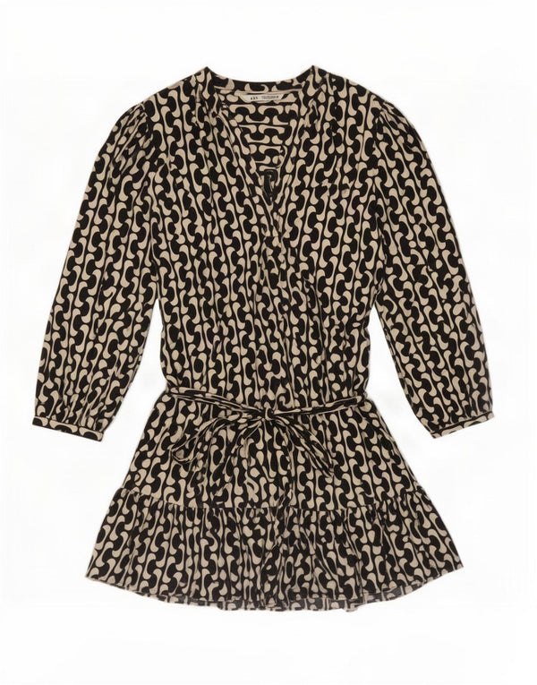 Zara Robe surdimensionnée à motif abstrait pour femme UK 16 Large Noir