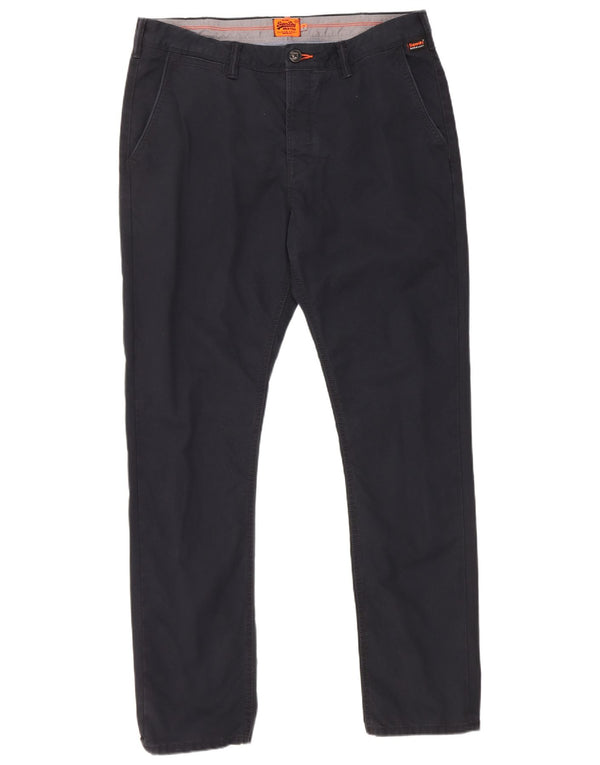 Superdry Pantalon Chino Slim Homme XL W36 L31 Bleu Marine Coton