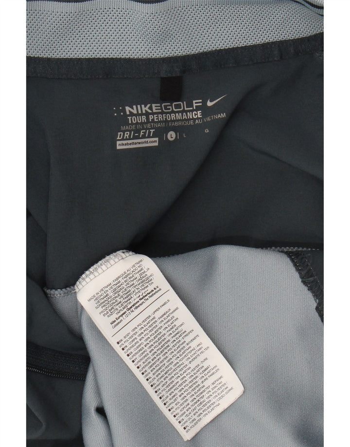 Nike Dri Fit Haut à col zippé à manches longues pour homme Bleu Colorblock Polyester