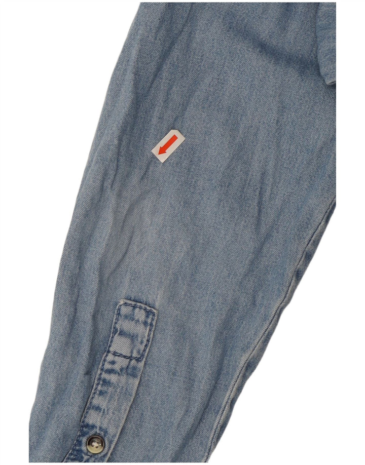 Topshop Chemise en jean pour femme UK 12 Bleu moyen Coton