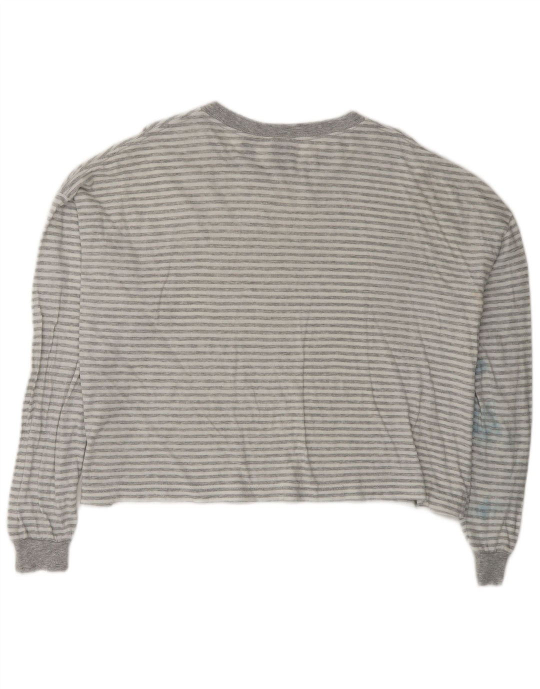 QUIKSILVER Haut court surdimensionné à manches longues pour femme UK 44 Gris moyen rayé