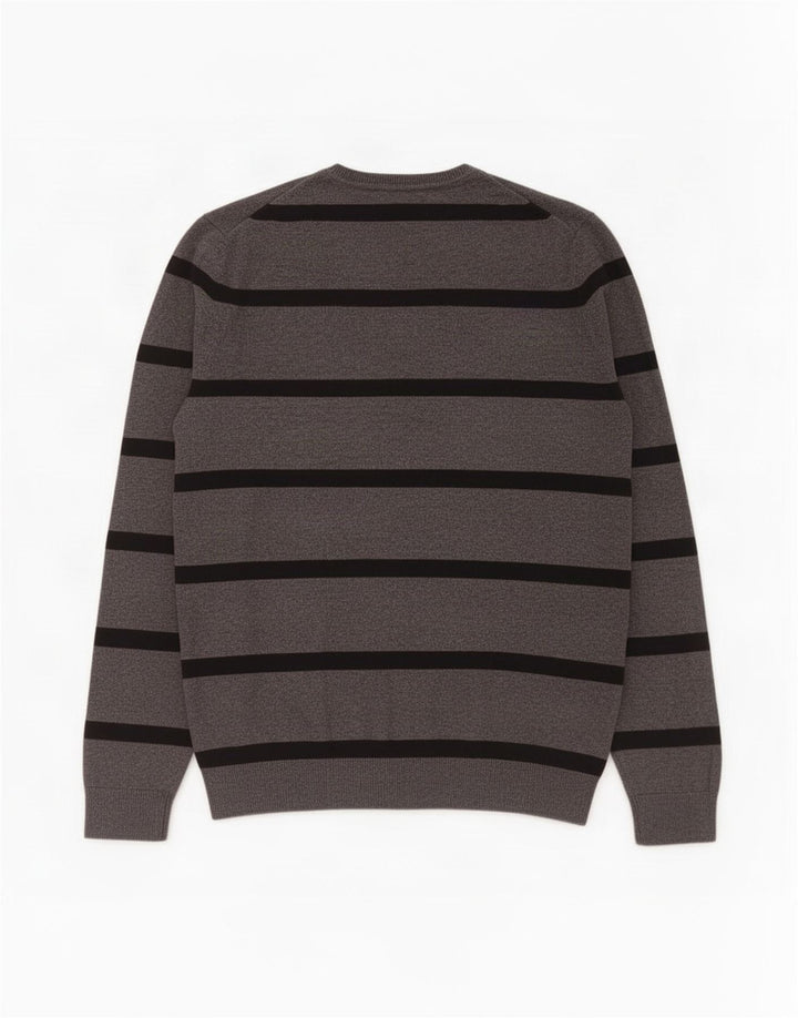 Gap Pull Col V Homme Gris Moyen Rayé Coton