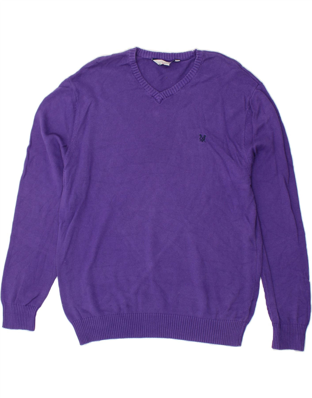CREW CLOTHING Mens V-Neck Jumper Sweater Large Purple Vintage Crew Clothing and Second-Hand Crew Clothing from Messina Hembry 
