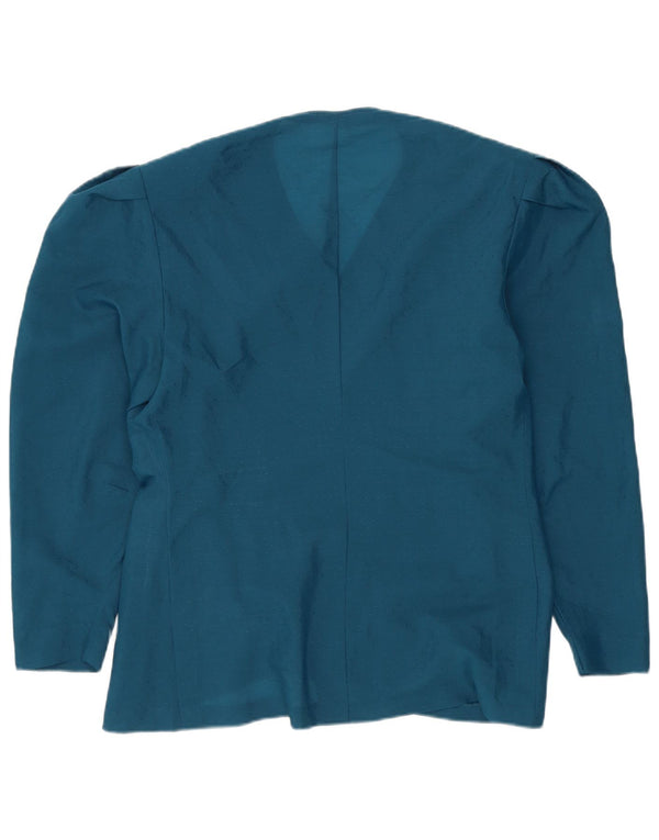 vintage Femme Manches Longues Blouse Top UK 10 Petit Bleu Marine