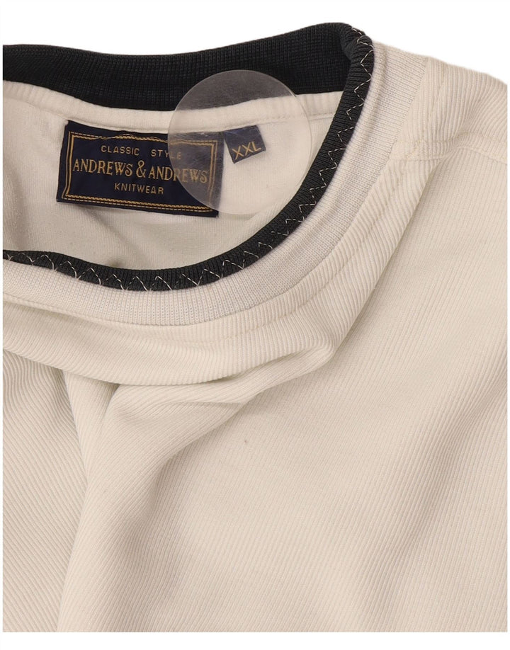 vintage Mens Sweatshirt Jumper 2XL Coton Blanc
