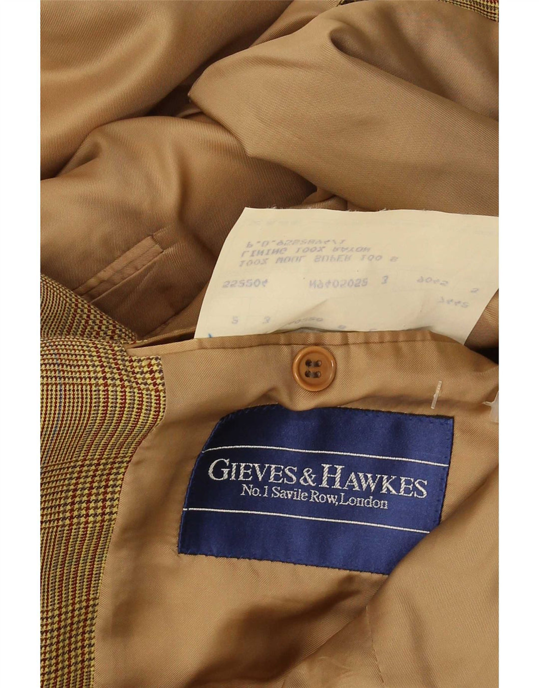 Gieves & Hawkes Veste blazer à 2 boutons pour homme UK 42 XL en laine pied-de-poule marron