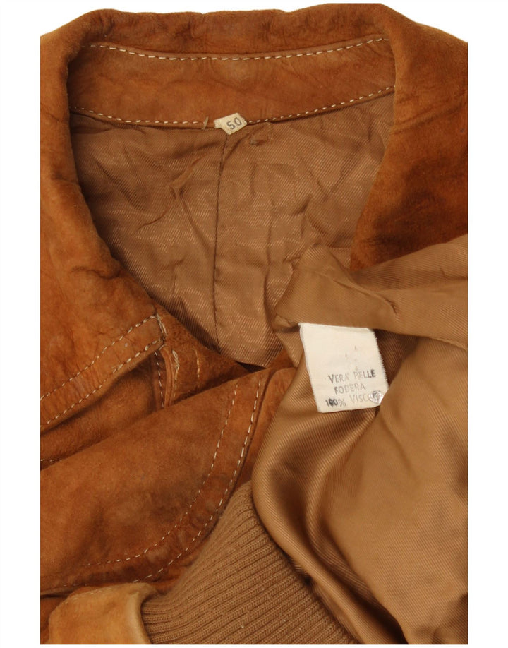 Veste en daim Bomber femme Vintage IT 50 grand cuir marron