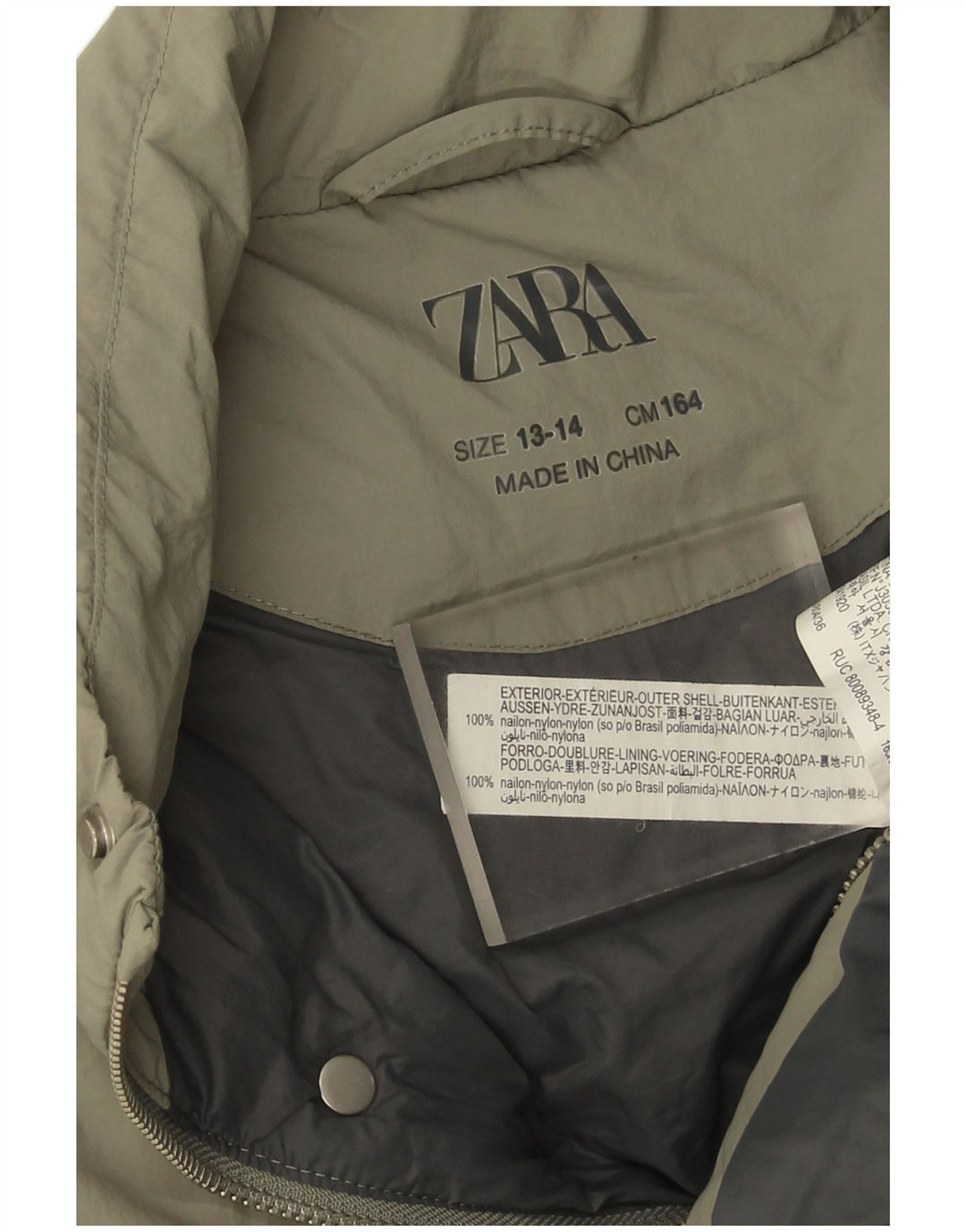 Zara Gilet Rembourré Garçon 13-14 ans Kaki Nylon