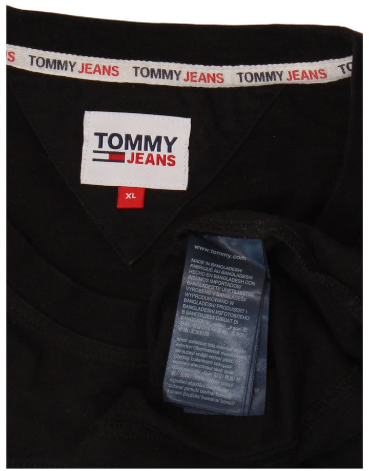TOMMY HILFIGER Haut Graphique Homme Manches Longues XL Noir Coton