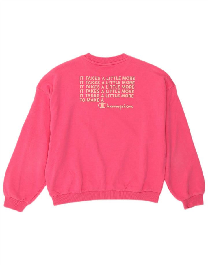 Champion Sweat-Shirt Graphique Fille 9-10 Ans Coton Rose Moyen