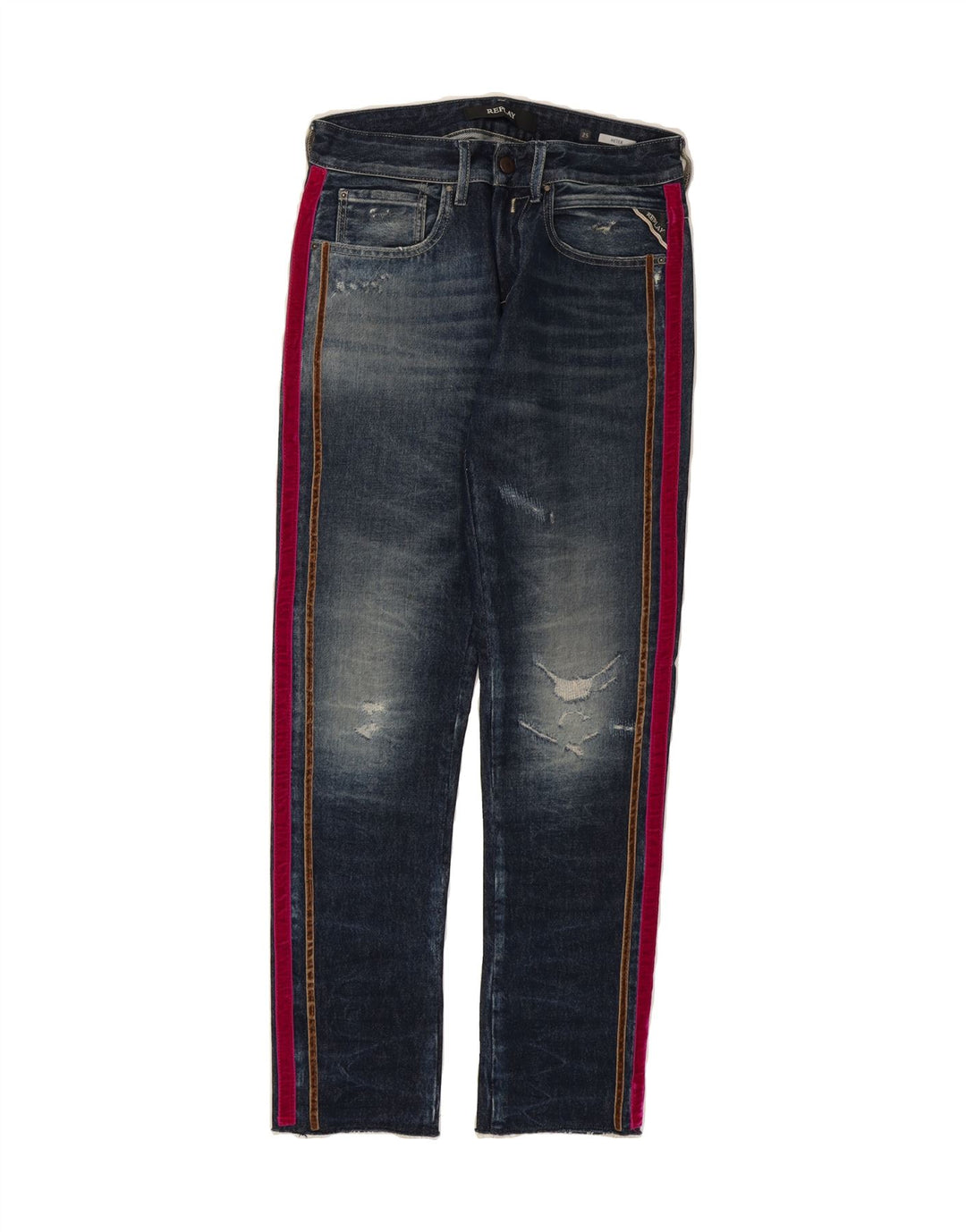 REPLAY Womens Heter Distressed Slim Jeans W25 L30 Blue Vintage Replay and Second-Hand Replay from Messina Hembry 