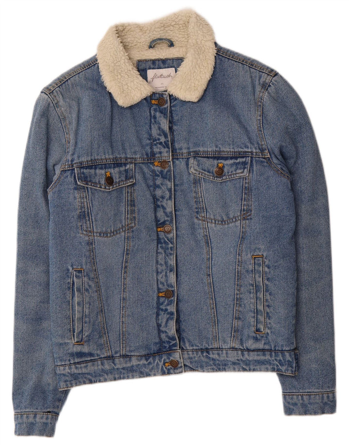 Flatbush Veste en jean Sherpa surdimensionnée pour femme UK 10 Petit Bleu Polyester