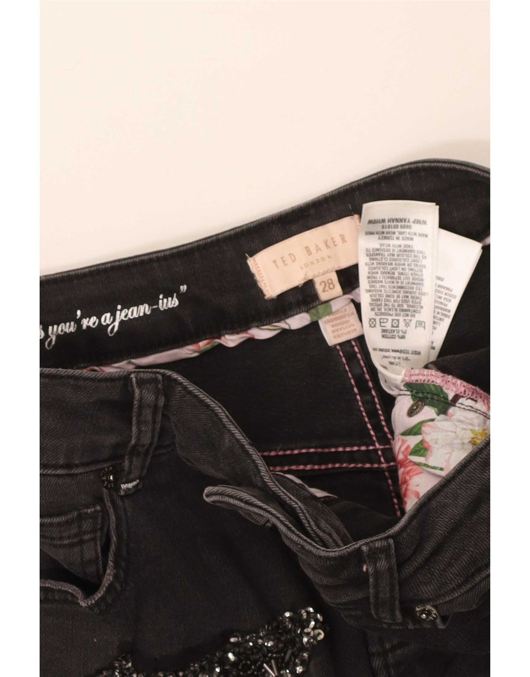 Ted Baker Jean slim effet vieilli W28 L28 pour femme en coton noir