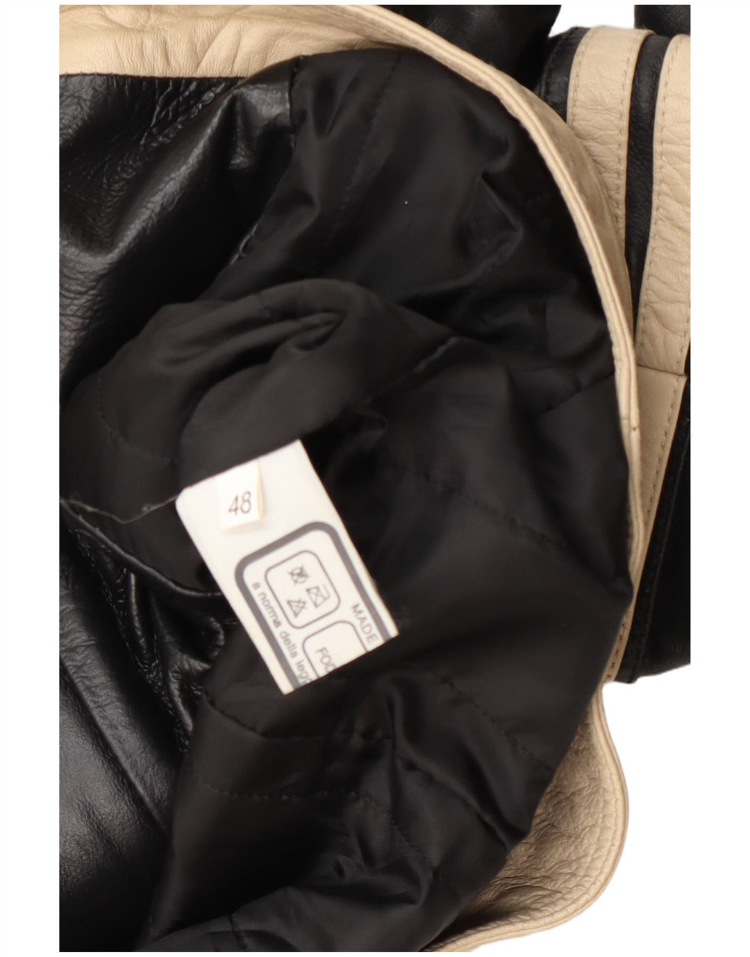 veste en cuir femme vintage IT 48 XL Black Colourblock