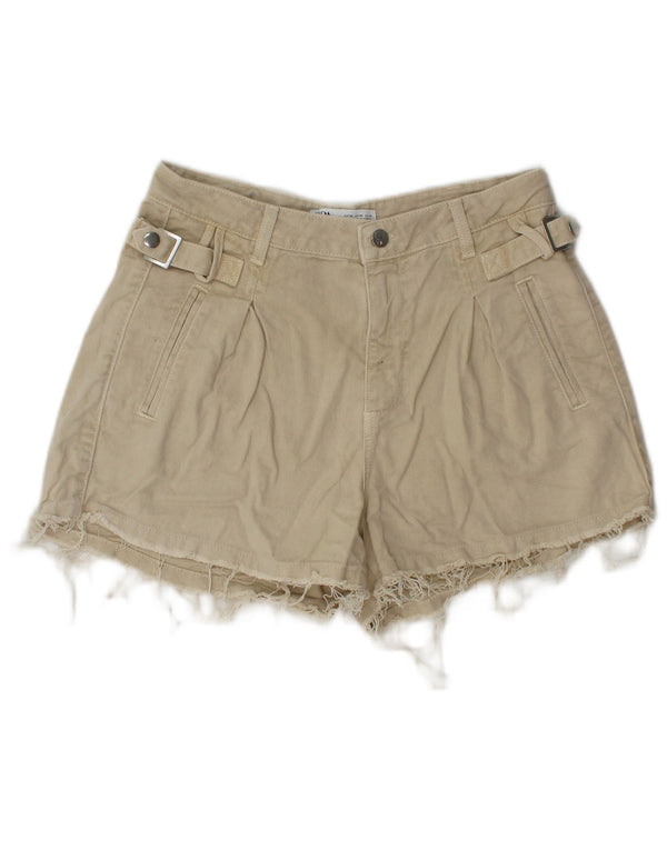 Zara Womens Denim Hot Pants EU 38 Small W28 Coton Beige