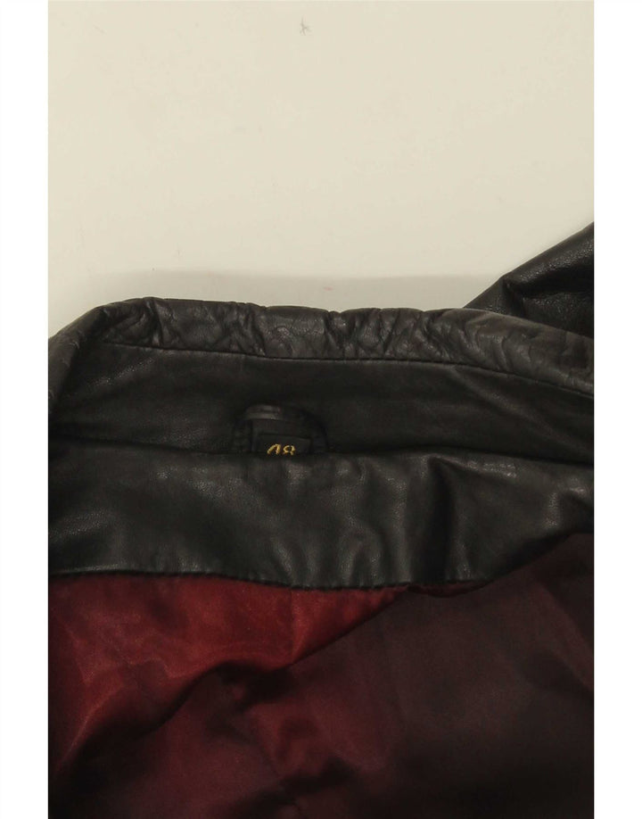 Manteau en cuir double boutonnage vintage pour femme IT 48 XL Noir