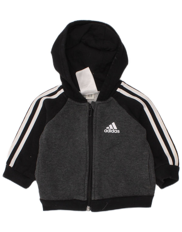 Adidas Pull à capuche zippé pour bébé garçon 0-3 mois Gris Colorblock Coton