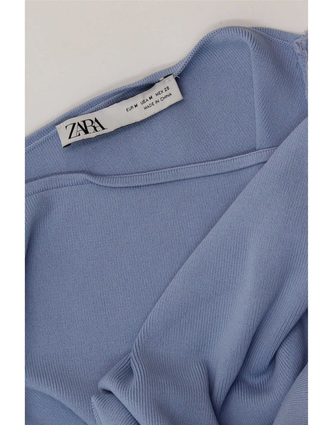 Zara Haut court à épaules dénudées pour femme UK 12 Bleu moyen Colourblock