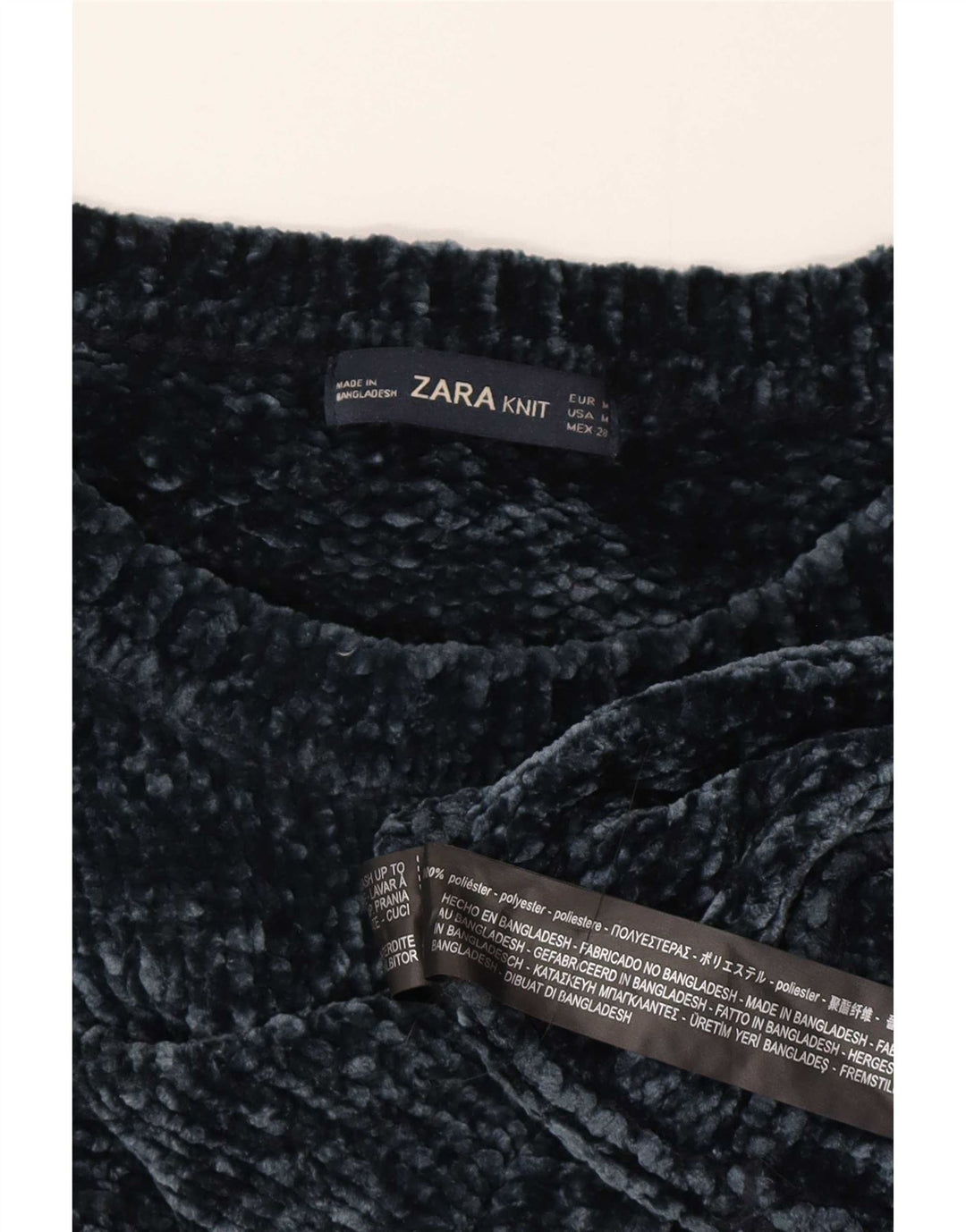 Zara Pull surdimensionné à col rond pour femme UK 14 Bleu marine moyen