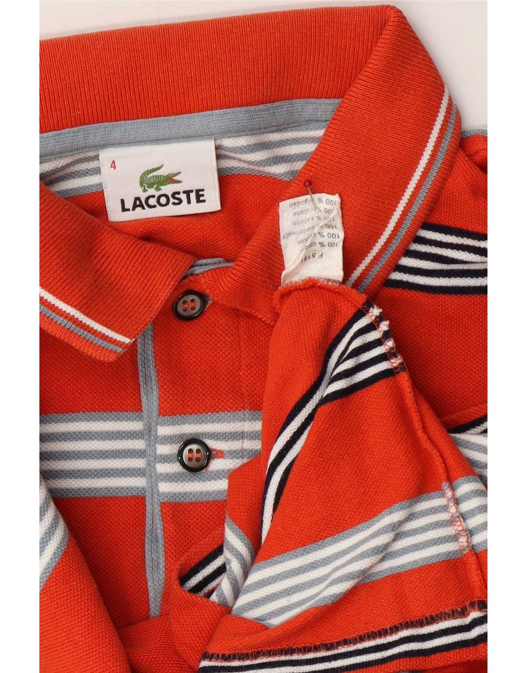 Polo homme Lacoste taille 4 coton rayé rouge moyen