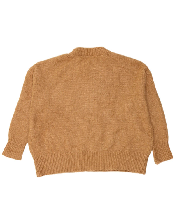 Zara Pull surdimensionné à col rond pour femme UK 14 Acrylique marron moyen