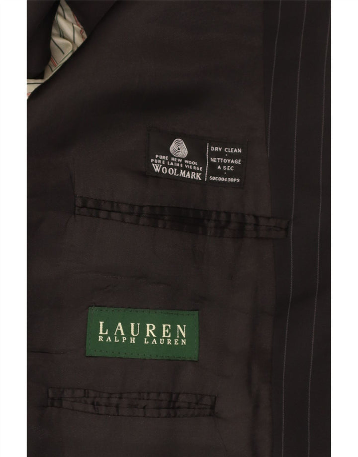 RALPH LAUREN Mens Longline 2 Button Blazer Jacket UK 42 XL Black Pinstripe