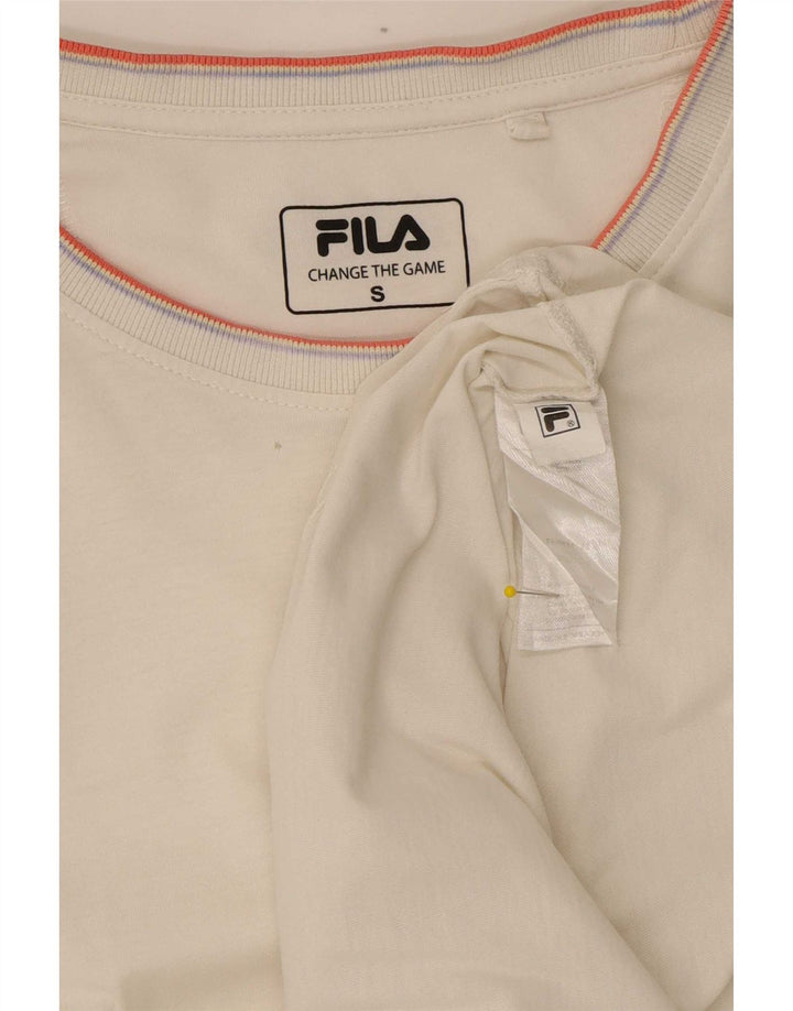 Fila Homme T-Shirt Top Petit Blanc Rayé Coton