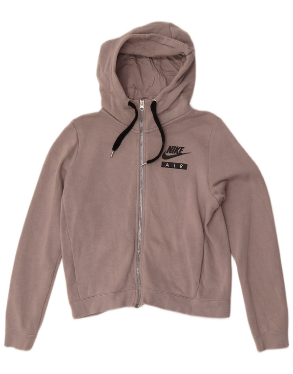 Nike Pull à capuche zippé graphique pour femme UK 10 Petit coton gris