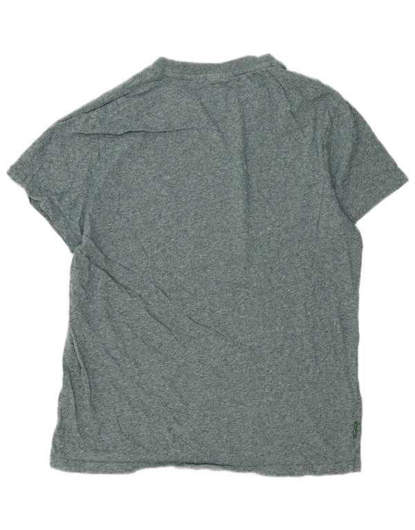 Superdry Homme T-Shirt Top Large Vert Moucheté Coton