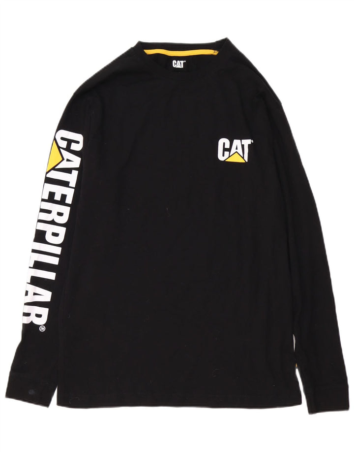 CAT Haut graphique à manches longues pour homme Petit coton noir