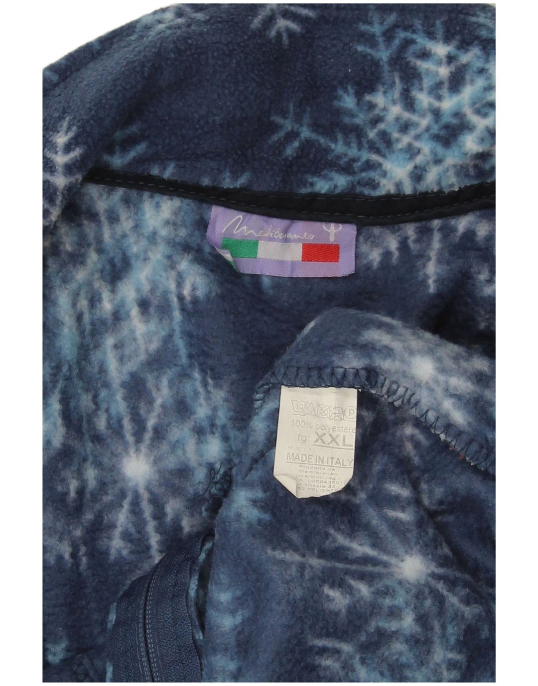 VINTAGE Veste polaire femme UK 20 2XL Bleu Marine Fair Isle Polyester