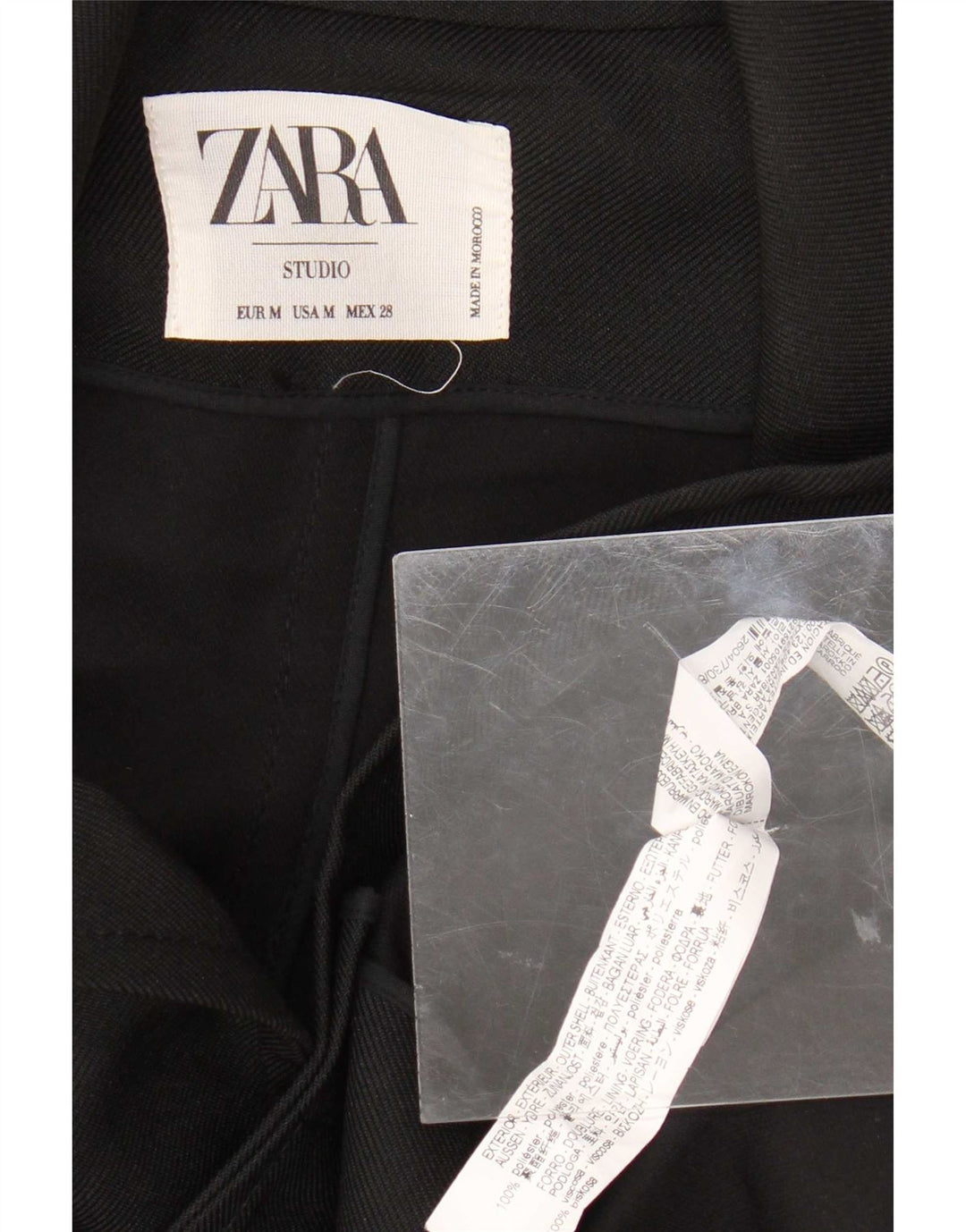 Zara Veste blazer surdimensionnée à 2 boutons pour femme UK 14 Polyester noir moyen